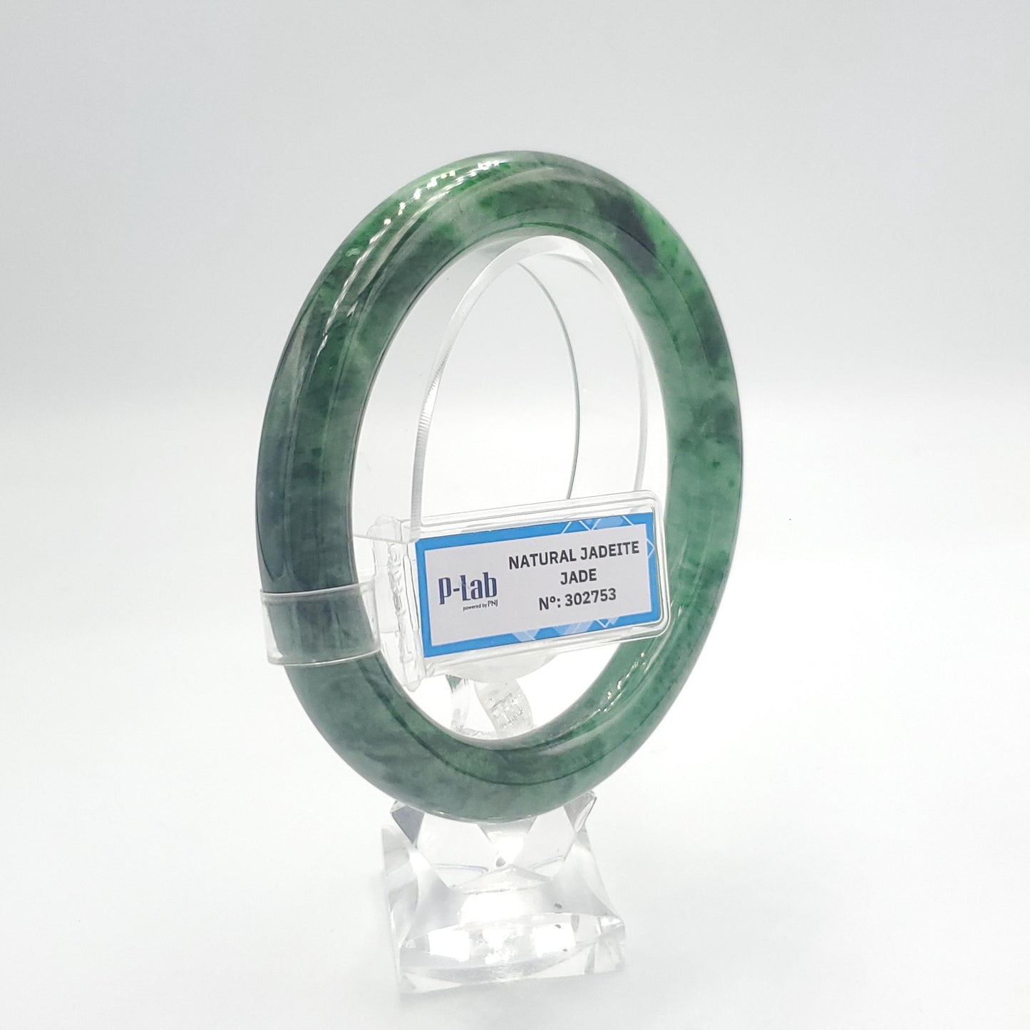 Yingmart  61mm PNJ302753 Certified Natural Color Dark Green Black Natural Jadeite Jade Bangle Bracelet, Real Gemstone, Gift for Her Mom