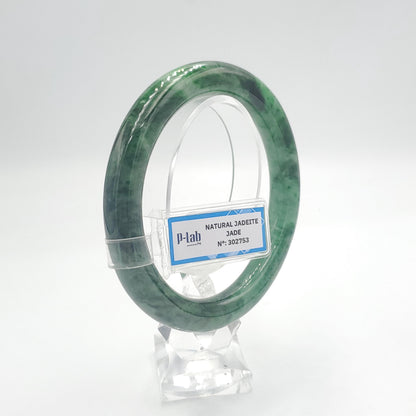 Yingmart  61mm PNJ302753 Certified Natural Color Dark Green Black Natural Jadeite Jade Bangle Bracelet, Real Gemstone, Gift for Her Mom