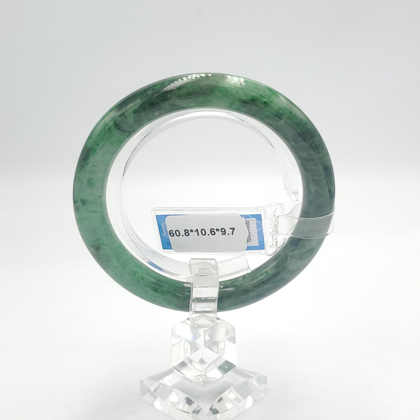Yingmart  61mm PNJ302753 Certified Natural Color Dark Green Black Natural Jadeite Jade Bangle Bracelet, Real Gemstone, Gift for Her Mom