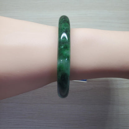 Yingmart  61mm PNJ302753 Certified Natural Color Dark Green Black Natural Jadeite Jade Bangle Bracelet, Real Gemstone, Gift for Her Mom