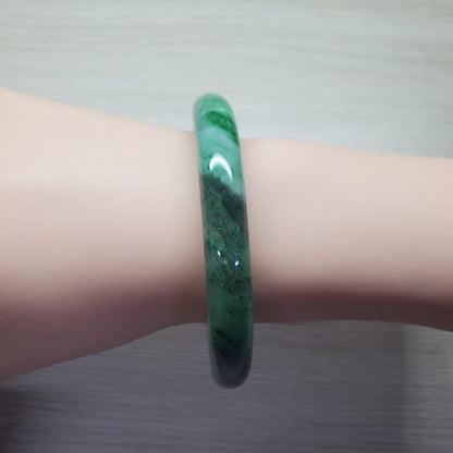 Yingmart  60mm PNJ302760 Certified Natural Color Dark Green Black Natural Jadeite Jade Bangle Bracelet, Real Gemstone, Gift for Her Mom