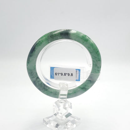 Yingmart  60mm PNJ302760 Certified Natural Color Dark Green Black Natural Jadeite Jade Bangle Bracelet, Real Gemstone, Gift for Her Mom