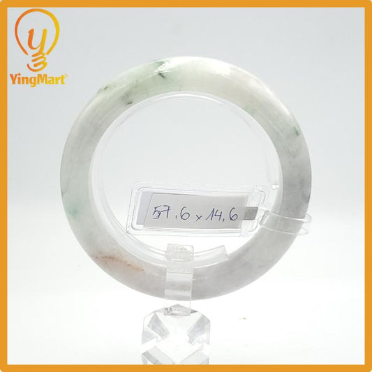 Yingmart 57mm LIULAB 477743 Green White Genuine Burmese Type A Jaideite Jade Bangle, Vintage Jewelry, jade jewelry, Accessories, mom jewelry
