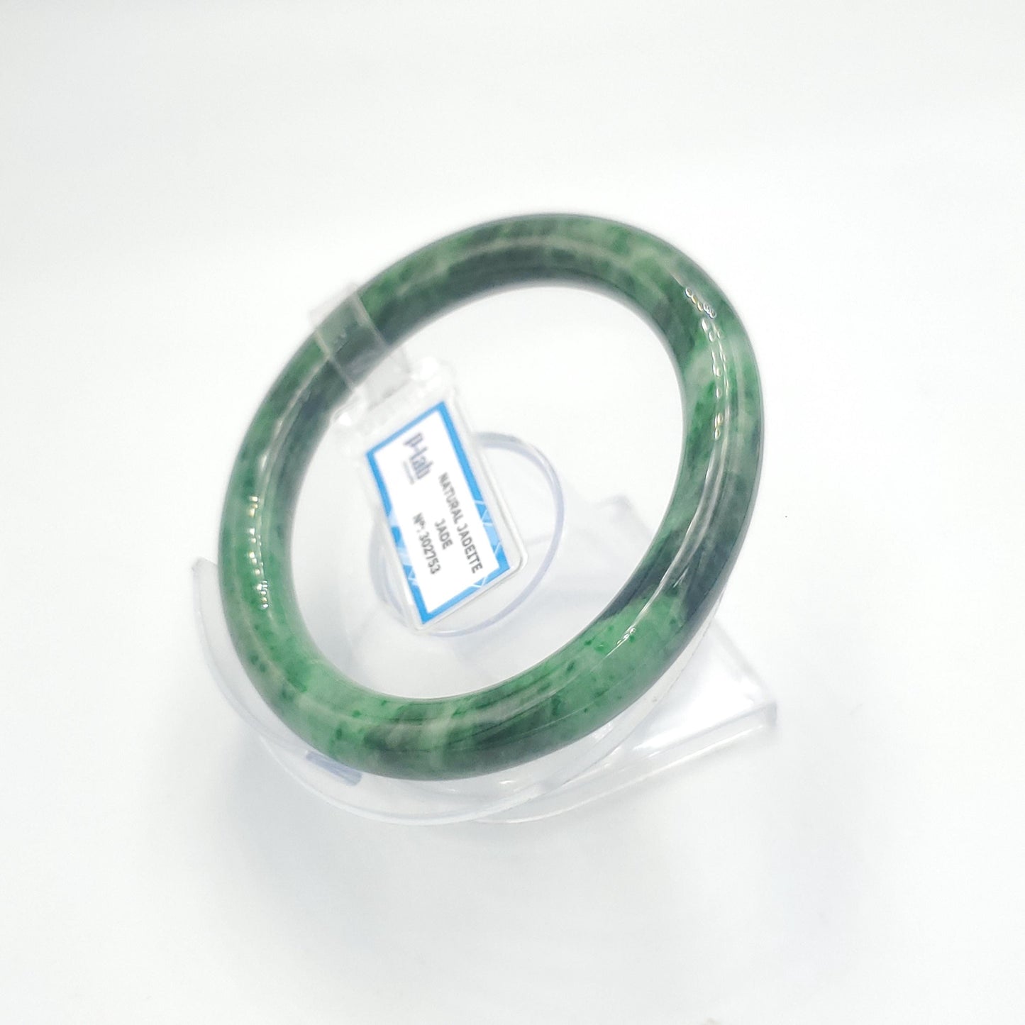 Yingmart  61mm PNJ302753 Certified Natural Color Dark Green Black Natural Jadeite Jade Bangle Bracelet, Real Gemstone, Gift for Her Mom