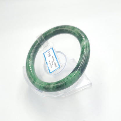 Yingmart  61mm PNJ302753 Certified Natural Color Dark Green Black Natural Jadeite Jade Bangle Bracelet, Real Gemstone, Gift for Her Mom