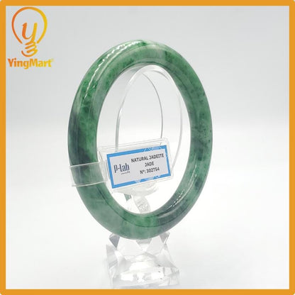 Yingmart  61mm PNJ302754 Certified Natural Color Dark Green Black Natural Jadeite Jade Bangle Bracelet, Real Gemstone, Gift for Her Mom