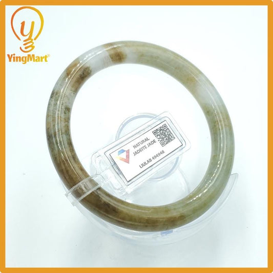 Yingmart 61mm Certified Genuine Type A Yellow Brown White Jadeite Jade Bracelet, Gift for her, Bangle For Mom Grandma Bracelet For Sister
