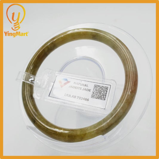 Yingmart 53mm Certified Genuine Type A Green Brown Orange Jadeite Jade Bracelet, Gift for her, Bangle For Mom, Bracelet for Grandma Sister