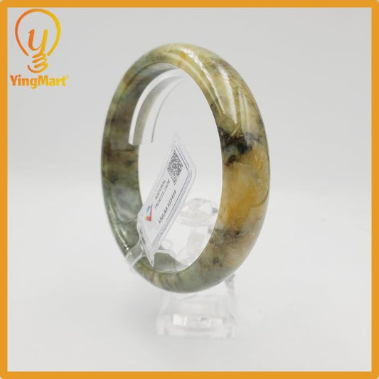 Yingmart 66mm Certified Genuine Type A Brown Yellow Grey Green Jadeite Jade Bracelet, Gift for her, Bangle For Mom, Bracelet for Grandma