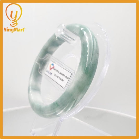 Yingmart 59mm Certified Genuine Type A White Light Green Jadeite Jade Bracelet, Gift for her, Bangle For Mom, Bracelet for Grandma Sister