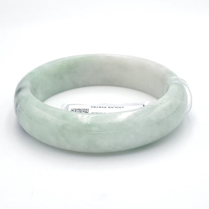 Yingmart 54mm LIULAB 458785 Certified Natural Color Dark Green Grey, Pale White  Natural Jadeite Jade Bangle Bracelet, Real Gemstone