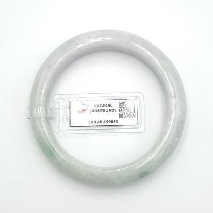 Yingmart 56mm LIULAB449842 Certified Natural Color Green Light Violet White Natural Jadeite Jade Bangle Bracelet, Real Gemstone,Gift for her