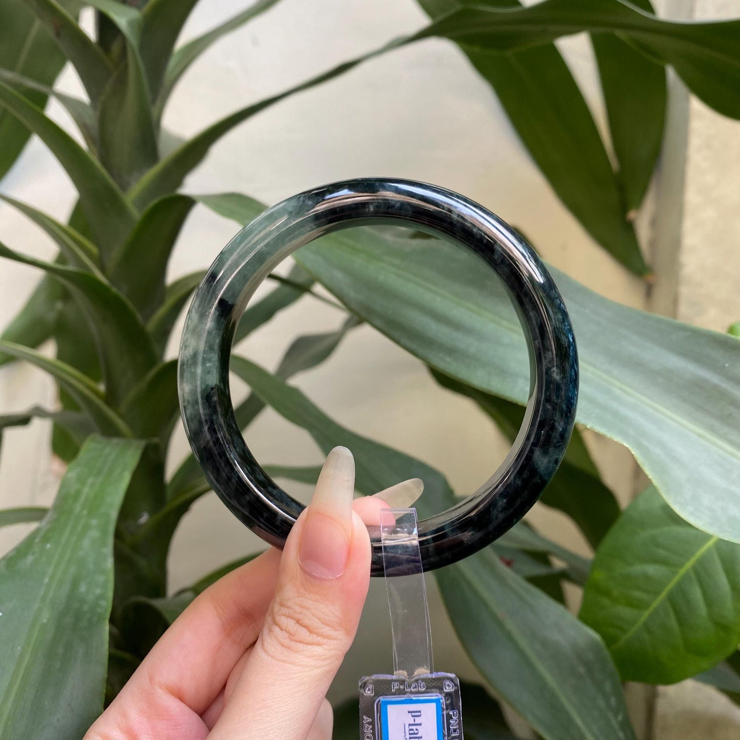 Yingmart 71mm PNJ325765 Certified Natural Color Grey, Black Natural Jadeite Jade Bangle Bracelet, Real Gemstone, Gift for Her Mom Sister