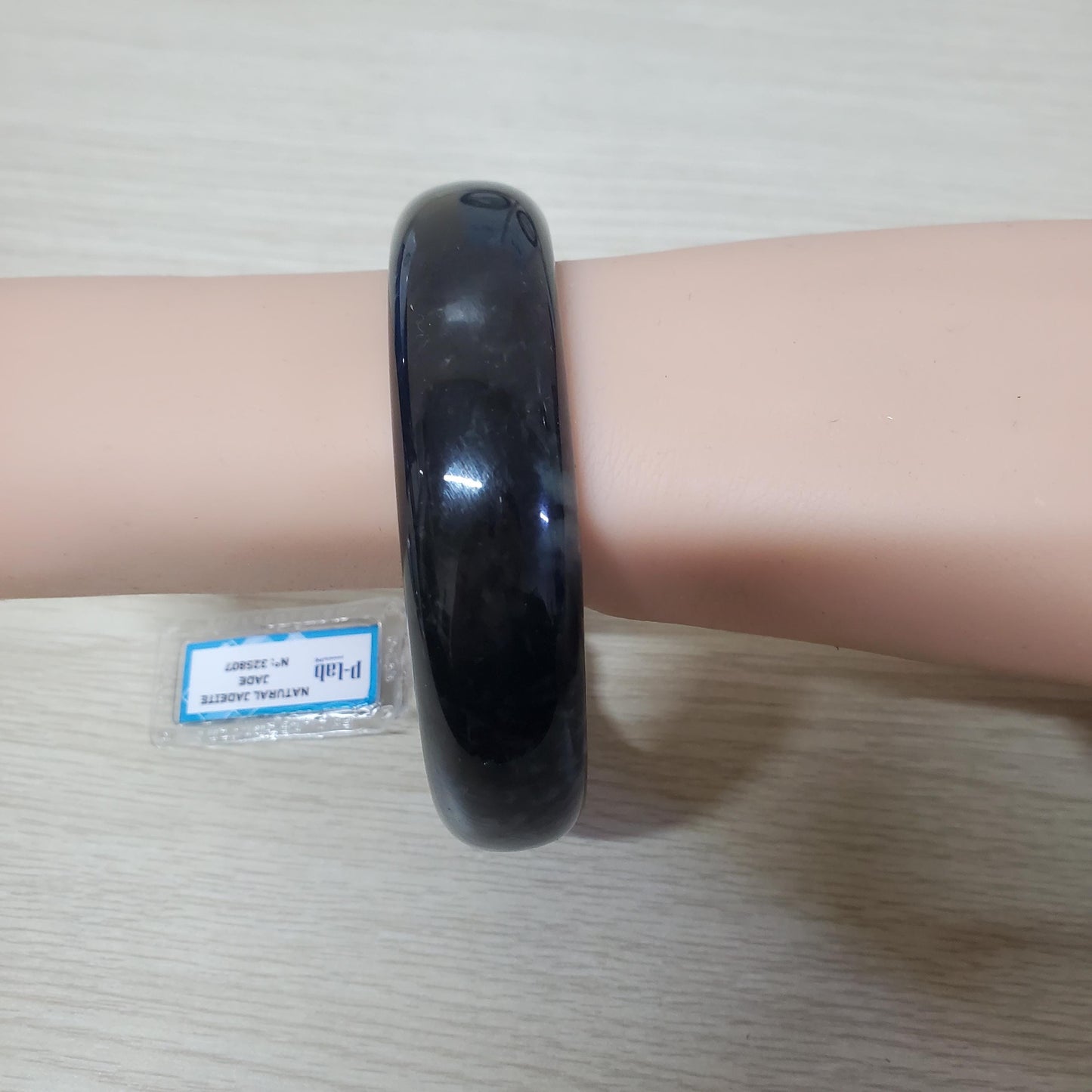 Yingmart 71mm PNJ325807 Certified Natural Color Black Grey Natural Jadeite Jade Bangle Bracelet, Real Gemstone, Gift for Her Mom Grandma