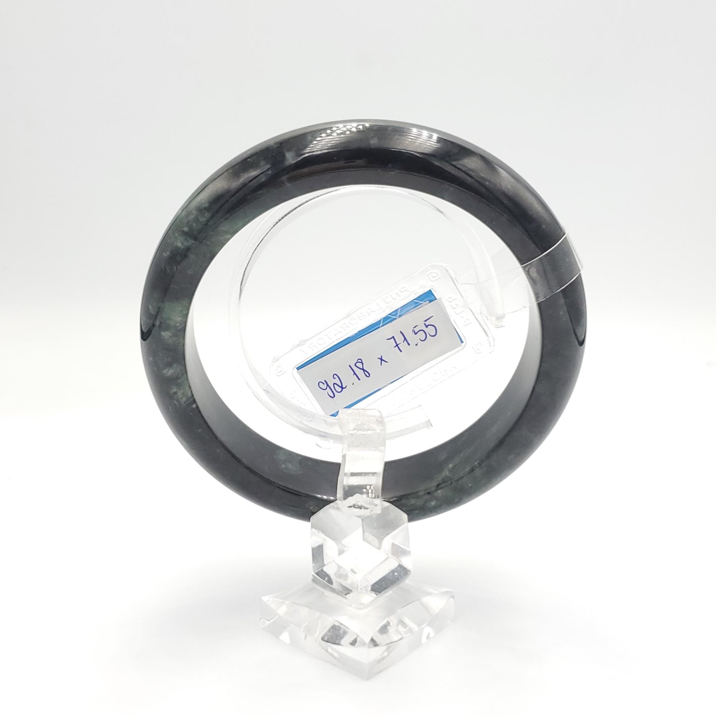 Yingmart 71mm PNJ325773 Certified Natural Color Black Grey Natural Jadeite Jade Bangle Bracelet, Real Gemstone, Gift for Her Mom Grandma