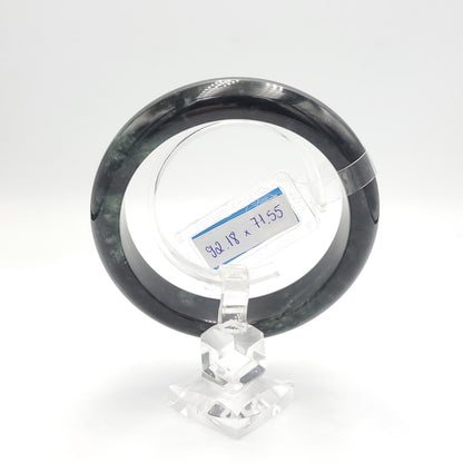 Yingmart 71mm PNJ325773 Certified Natural Color Black Grey Natural Jadeite Jade Bangle Bracelet, Real Gemstone, Gift for Her Mom Grandma