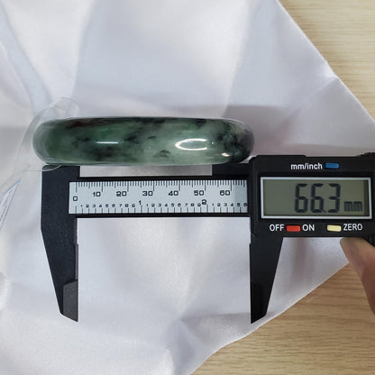 Yingmart 66mm PNJ325762 Certified Natural Color Grey Black Natural Jadeite Jade Bangle Bracelet, Real Gemstone, Gift for Her Mom Grandma