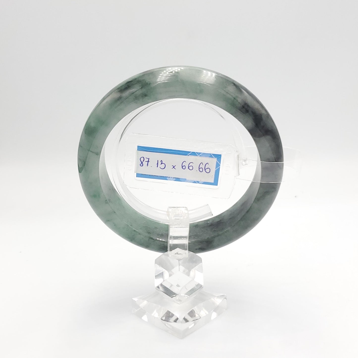 Yingmart 66mm PNJ325762 Certified Natural Color Grey Black Natural Jadeite Jade Bangle Bracelet, Real Gemstone, Gift for Her Mom Grandma