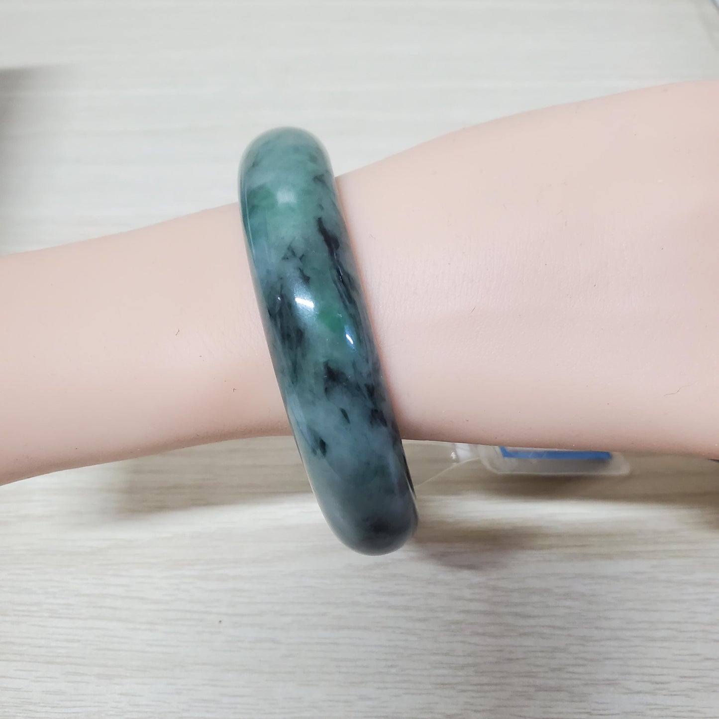 Yingmart 66mm PNJ325762 Certified Natural Color Grey Black Natural Jadeite Jade Bangle Bracelet, Real Gemstone, Gift for Her Mom Grandma