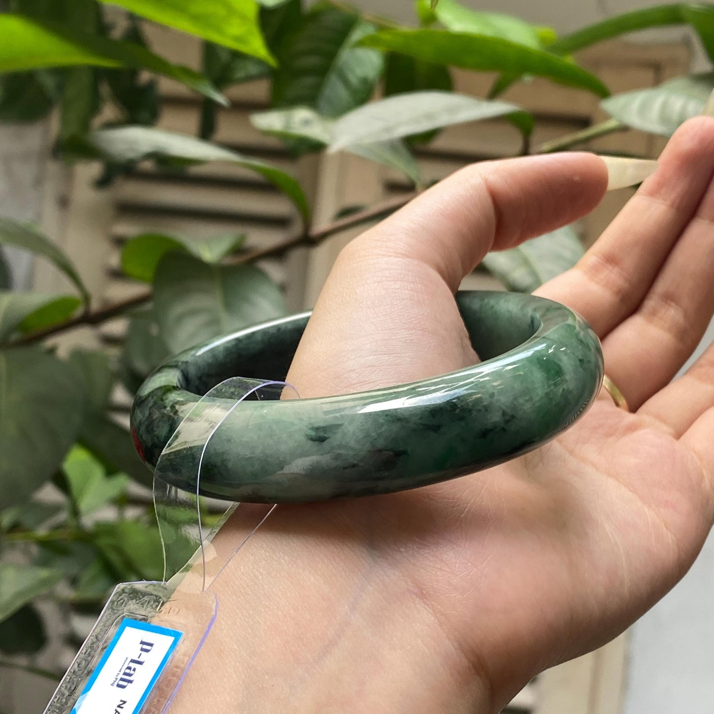 Yingmart 66mm PNJ325762 Certified Natural Color Grey Black Natural Jadeite Jade Bangle Bracelet, Real Gemstone, Gift for Her Mom Grandma