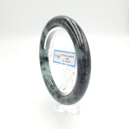 Yingmart 67mm PNJ325757 Certified Natural Color Grey Black Natural Jadeite Jade Bangle Bracelet, Real Gemstone, Gift for Her Mom Grandma