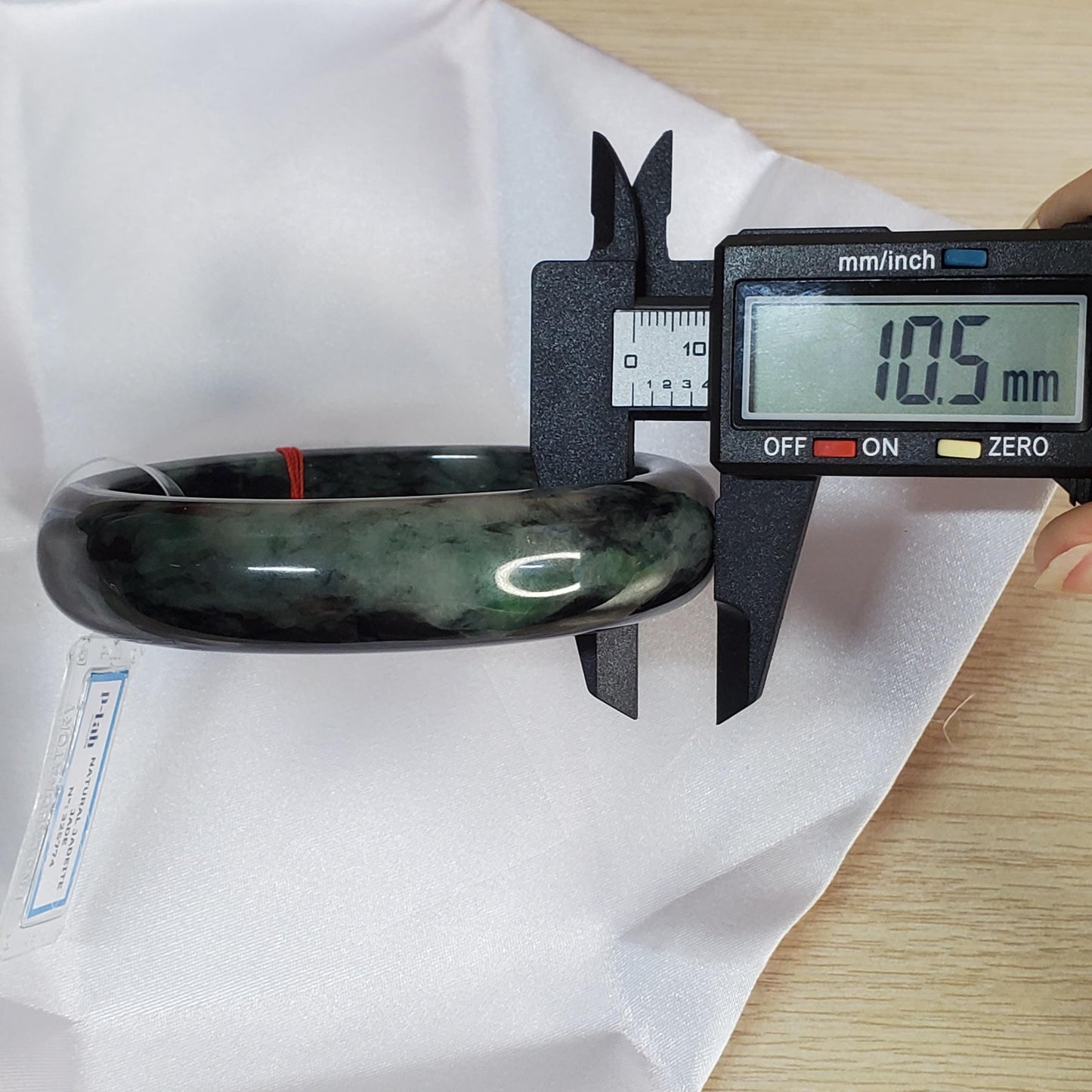 Yingmart 71mm PNJ325774 Certified Natural Color Black Grey Natural Jadeite Jade Bangle Bracelet, Real Gemstone, Gift for Her Mom Grandma