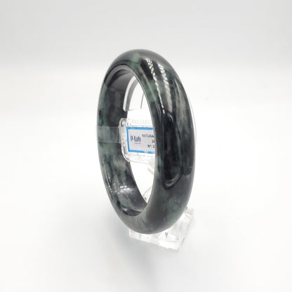 Yingmart 71mm PNJ325774 Certified Natural Color Black Grey Natural Jadeite Jade Bangle Bracelet, Real Gemstone, Gift for Her Mom Grandma