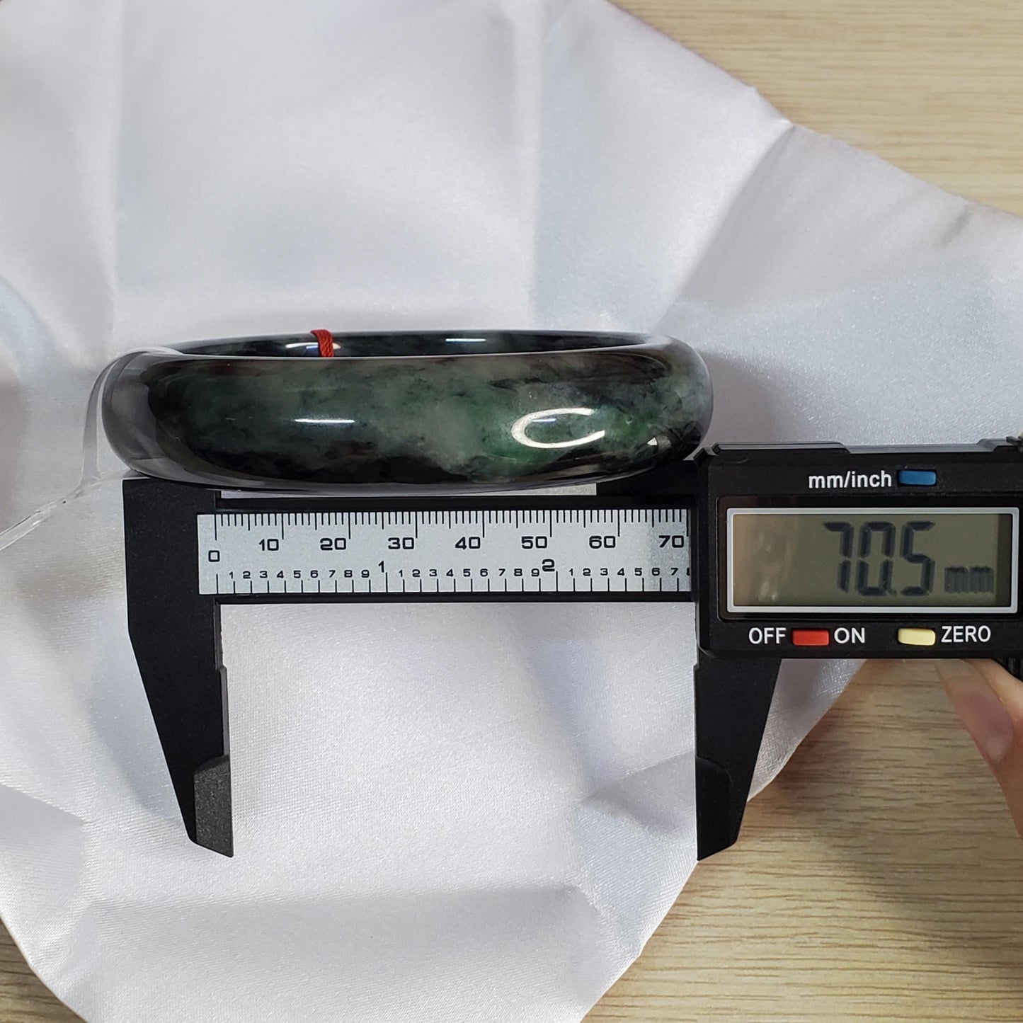 Yingmart 71mm PNJ325774 Certified Natural Color Black Grey Natural Jadeite Jade Bangle Bracelet, Real Gemstone, Gift for Her Mom Grandma