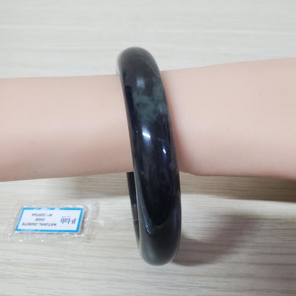 Yingmart 71mm PNJ325764 Certified Natural Color Black Grey Natural Jadeite Jade Bangle Bracelet, Real Gemstone, Gift for Her Mom