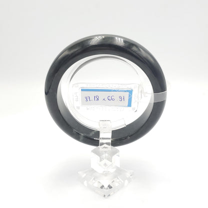 Yingmart 66mm PNJ325808 Certified Natural Color Grey, Black Natural Jadeite Jade Bangle Bracelet, Real Gemstone, Gift for Her Mom