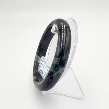 Jade Bangle 71mm PNJ325772 Certified | Natural Color Grey White, Brown, Grey, Black Jade Bangle Bracelet, Real Gemstone, Gift for Women, Men