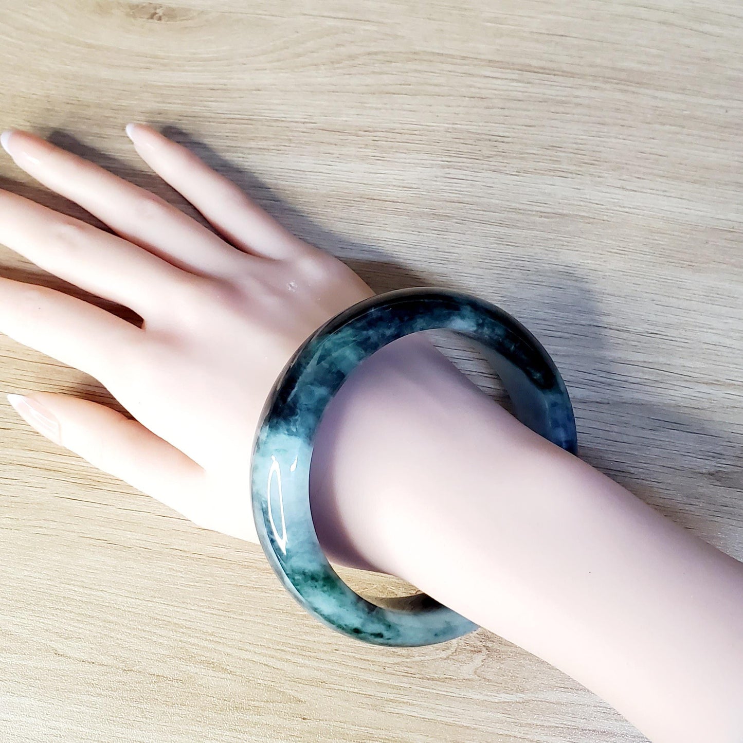 Jade Bangle 71mm PNJ325766 Certified | Natural Color Grey White, Brown, Grey, Black Jade Bangle Bracelet, Real Gemstone, Gift for Women, Men