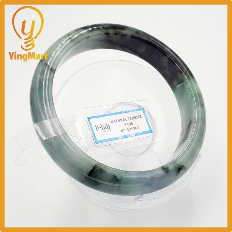 Jade Bangle 71mm PNJ325763 Certified | Natural Color Grey White, Very Light Purple, Brown, Black Jade Bangle Bracelet, Real Gemstone
