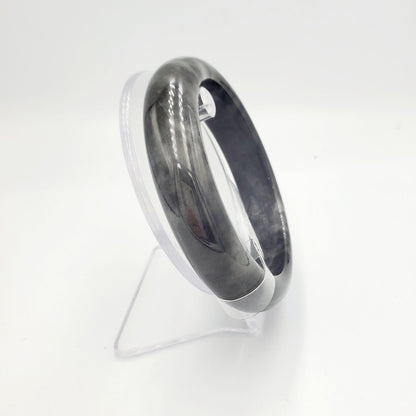 Jade Bangle 71mm PNJ325776 Certified | Natural Color Grey,White Grey, Black Jade Bangle Bracelet, Real Gemstone, Gift for Women, Men, Mother