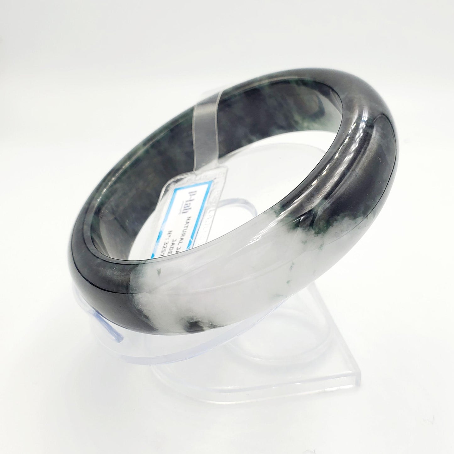 Jade Bangle 71mm PNJ325767 Certified | Natural Color Grey White, Brown, Grey, Black Jade Bangle Bracelet, Real Gemstone, Gift for Women, Men