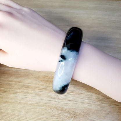 Jade Bangle 71mm PNJ325767 Certified | Natural Color Grey White, Brown, Grey, Black Jade Bangle Bracelet, Real Gemstone, Gift for Women, Men
