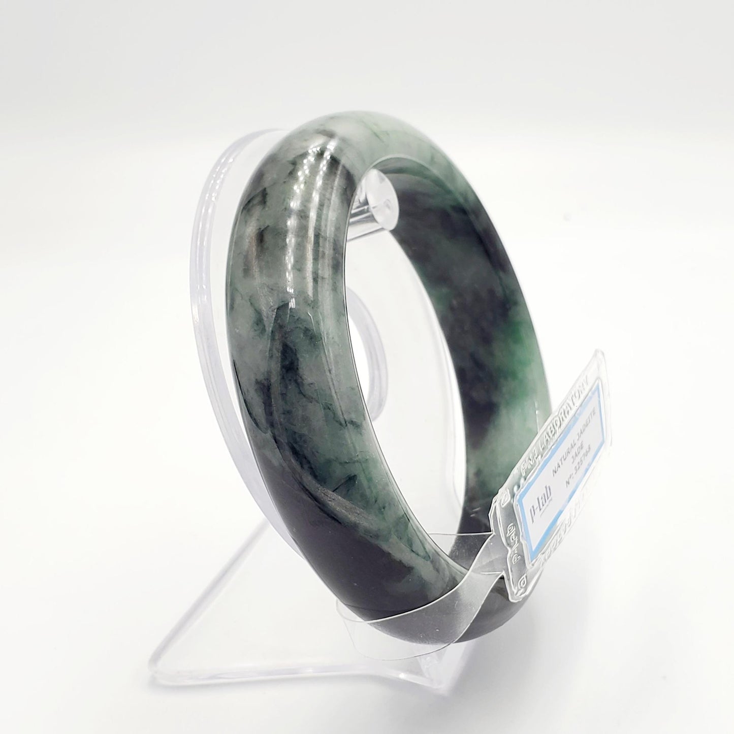Jade Bangle 71mm PNJ325768 Certified | Natural Color Grey White, Grey, Black Jade Bangle Bracelet, Real Gemstone, Gift for Women, Men,Mother