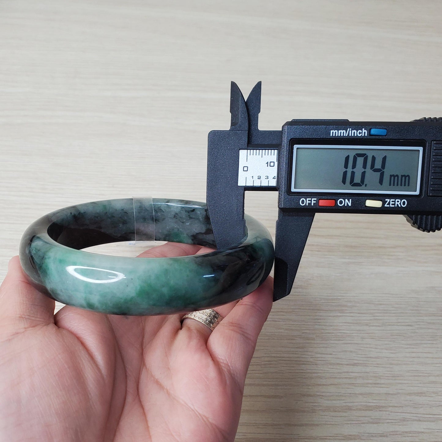 Jade Bangle 71mm PNJ325768 Certified | Natural Color Grey White, Grey, Black Jade Bangle Bracelet, Real Gemstone, Gift for Women, Men,Mother