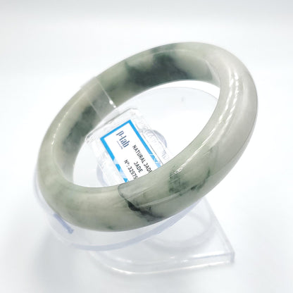 Jade Bangle 66mm PNJ325759 Certified | Natural Color Grey White, Grey, Brown Jade Bangle Bracelet, Real Gemstone, Gift for Women, Men