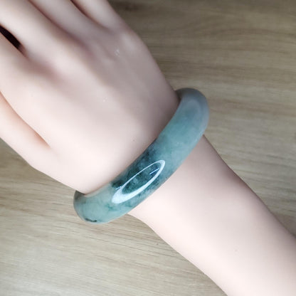 Jade Bangle 66mm PNJ325759 Certified | Natural Color Grey White, Grey, Brown Jade Bangle Bracelet, Real Gemstone, Gift for Women, Men