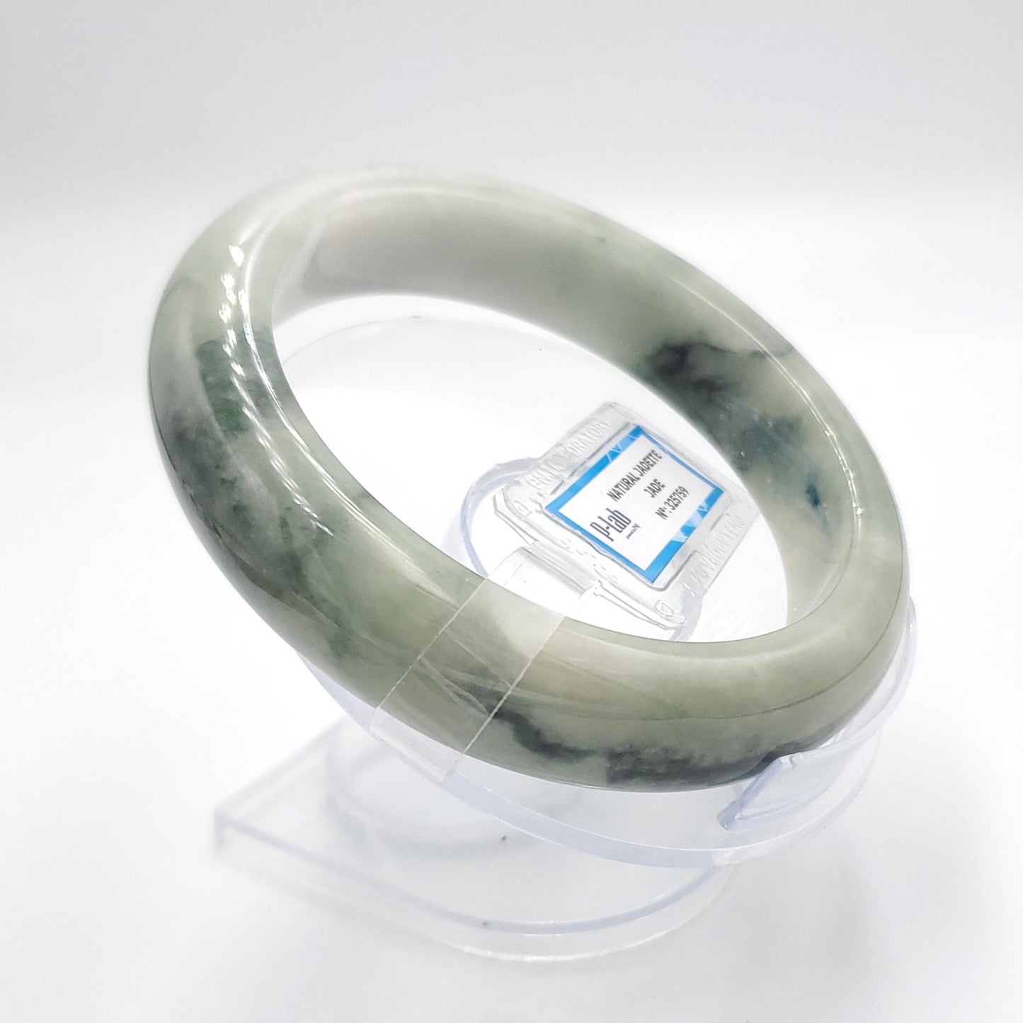 Jade Bangle 66mm PNJ325759 Certified | Natural Color Grey White, Grey, Brown Jade Bangle Bracelet, Real Gemstone, Gift for Women, Men