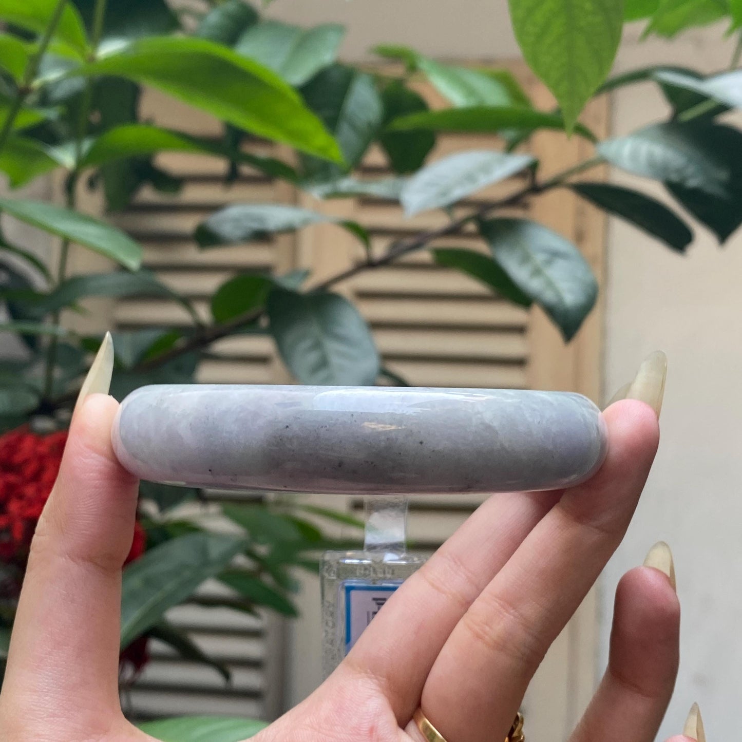 Jade Bangle 71mm PNJ325760 Certified | Natural Color Grey White, Very Light Purple Jade Bangle Bracelet, Real Gemstone, Gift for Women, Men
