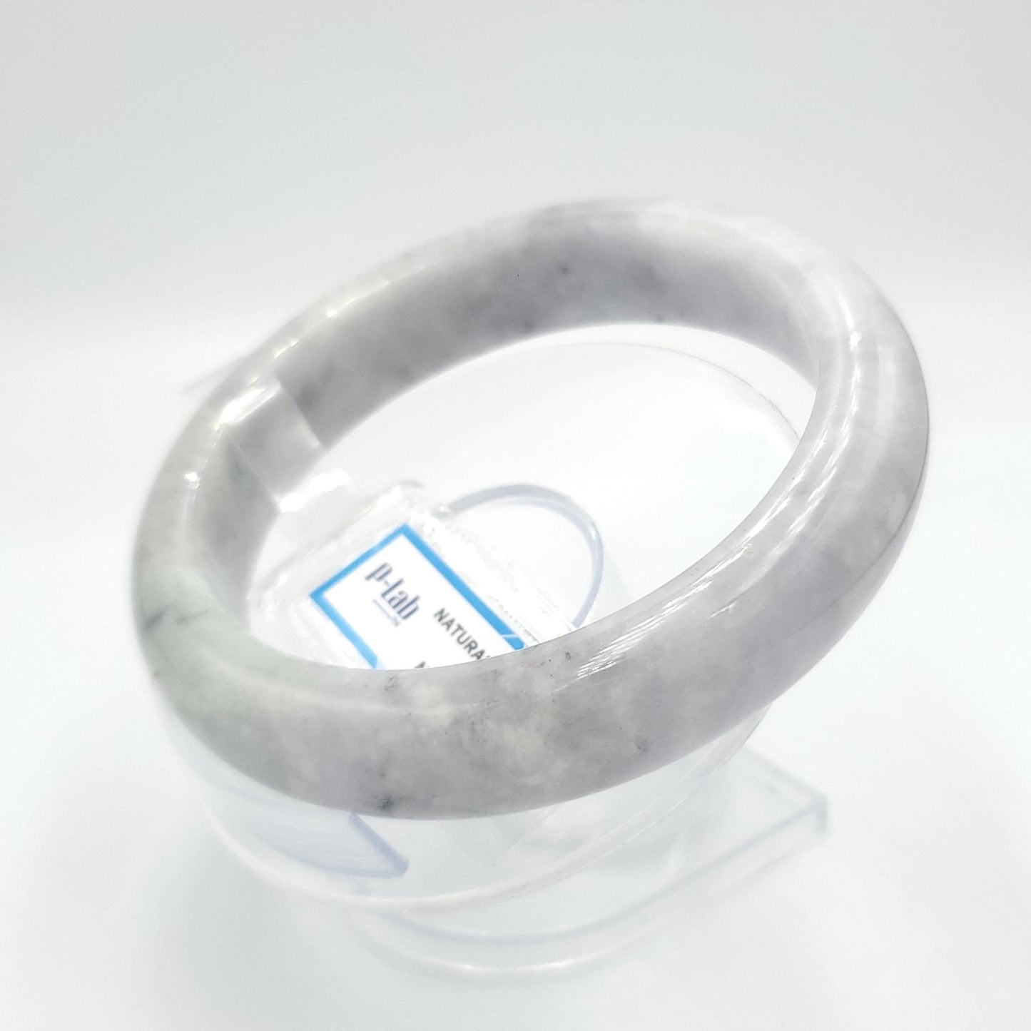 Jade Bangle 71mm PNJ325760 Certified | Natural Color Grey White, Very Light Purple Jade Bangle Bracelet, Real Gemstone, Gift for Women, Men
