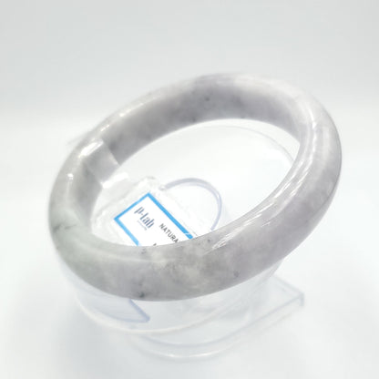 Jade Bangle 71mm PNJ325760 Certified | Natural Color Grey White, Very Light Purple Jade Bangle Bracelet, Real Gemstone, Gift for Women, Men