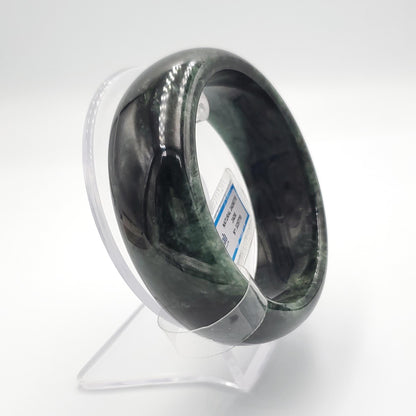 Jade Bangle 67mm PNJ325770 Certified | Natural Color Grey White, Brown, Grey, Black Jade Bangle Bracelet, Real Gemstone, Gift for Women, Men