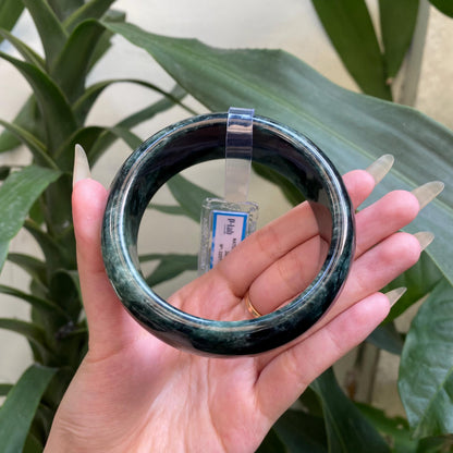 Jade Bangle 67mm PNJ325770 Certified | Natural Color Grey White, Brown, Grey, Black Jade Bangle Bracelet, Real Gemstone, Gift for Women, Men