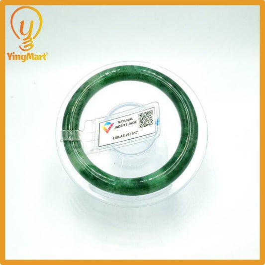 Yingmart 52mm Certified Genuine Type A Green Grey Black White Jadeite Jade Bracelet, Gift for her, Bangle For Mom, Bracelet for Grandma