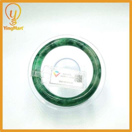 Yingmart 52mm Certified Genuine Type A Green Grey Black White Jadeite Jade Bracelet, Gift for her, Bangle For Mom, Bracelet for Grandma