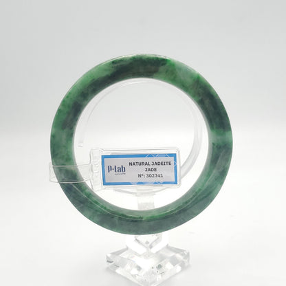 Yingmart  60mm PNJ302741 Certified Natural Color Dark Green Black Natural Jadeite Jade Bangle Bracelet, Real Gemstone, Gift for Her Mom