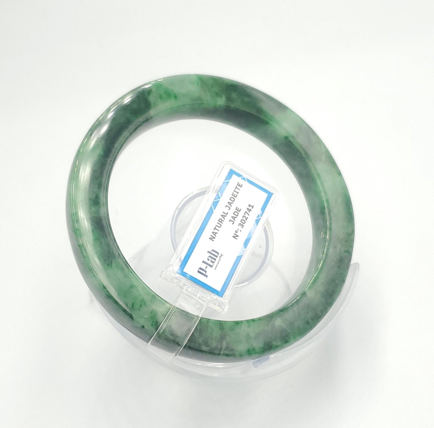 Yingmart  60mm PNJ302741 Certified Natural Color Dark Green Black Natural Jadeite Jade Bangle Bracelet, Real Gemstone, Gift for Her Mom